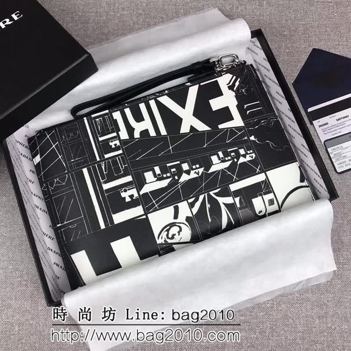 PRADA普拉達 官網同步 2018最新漫畫印象系列 限量版男士手包 2NG005 DD1444